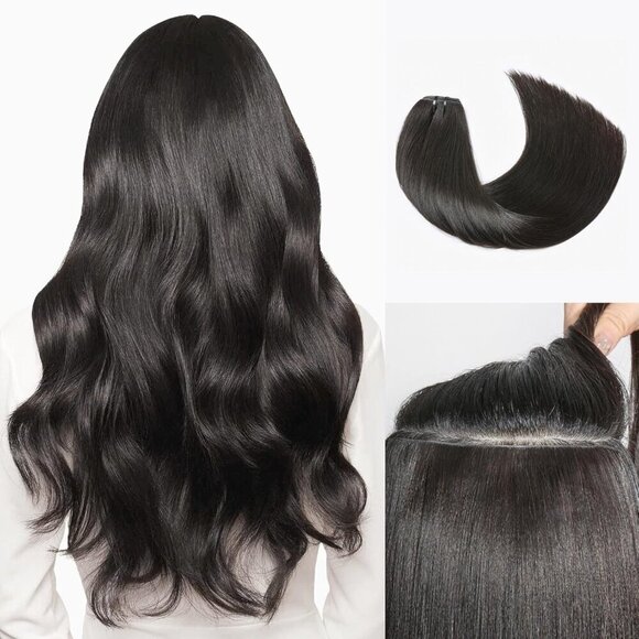 Hair Extensions Human Remy Black 16 Inch 110g 7Pcs Seamless Clip Ins main image 8